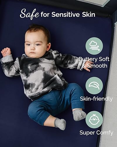 Miniatura 10 de Sábanas portátiles para cuna de 24 x 38 pulgadas, compatibles con Dream on Me, Delta Porta Crib and Arms Reach Ideal Cosleeper - Sábanas portátiles