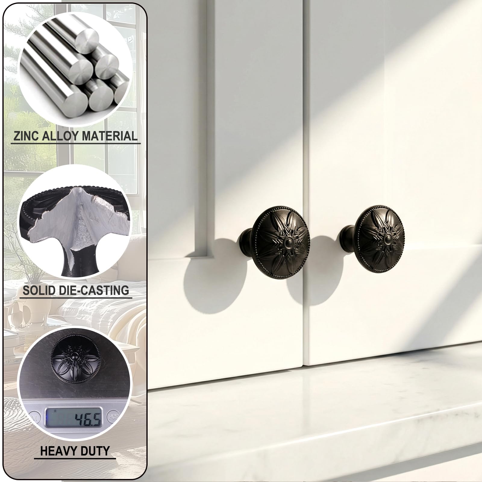 Confezione da 12 pomelli rotondi per armadietti neri opachi, diametro 1-2/12,7 cm, per armadietti da cucina e cassetti, colore nero opaco per cassetti