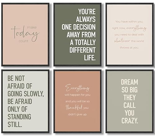 KBIERQN 6Pcs Inspirational Quotes Wall Art Office Motivational Poster Prints