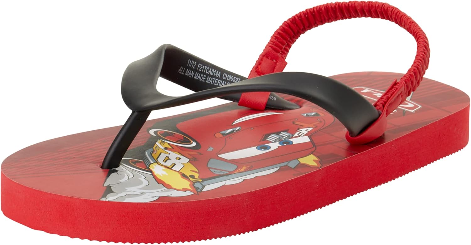  | Disney Boys' Sandals – Cars and Toy Story Thong Flip Flops with Heel Strap (Toddler/Little Kid), Size 5/6, Lightning Mcqueen | Sandals