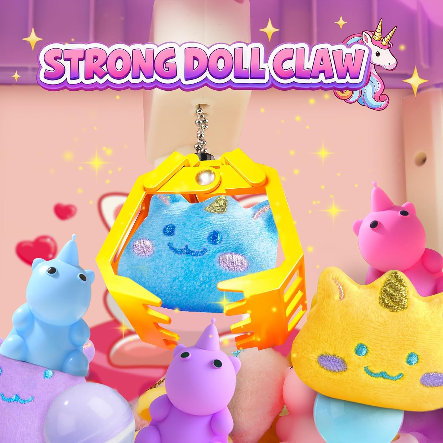 Claw Machine For Kids, Toy Claw Machine Prizes & Kids Vending Machine With Sound, Candy Grabber Prize Dispenser With Mini Plush Toys, Ideas Christmas Home Party Birthday Gifts Toys For Girls 3-8