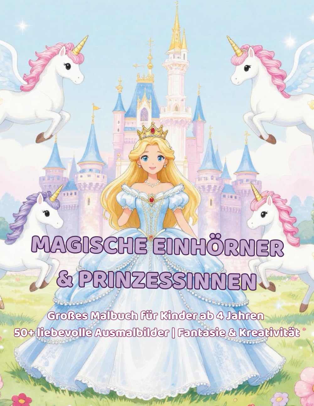 Magische Einhörner & Prinzessinnen: Großes Malbuch für Kinder von 4-6 Jahren