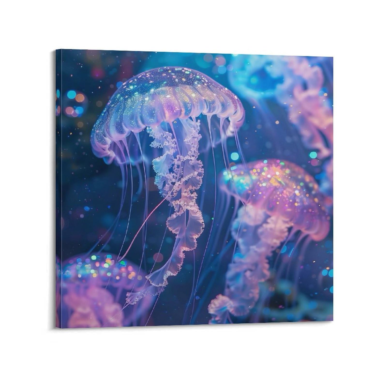 CPGLJD Marine Animal Poster Glowing Jellyfish Symphony Poster Decorative Painting Canvas Wall Posters And Art Picture Print Modern Family Bedroom Decor Posters 28x28inch(70x70cm)