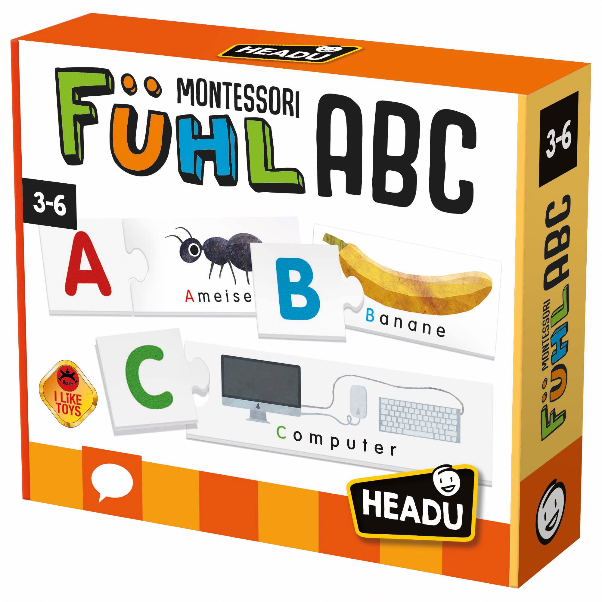 Headu DE23257 Fühl-ABC Educational Game Montessori Orange