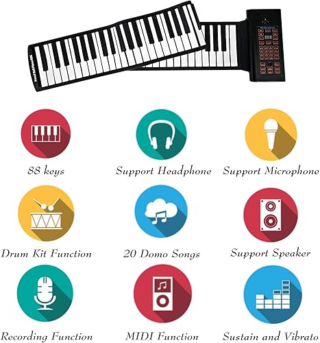 Miniatura 4 de Piano portátil de 88 teclas con bolsa de almacenamiento piano enrollable de mano piano enrollable piano plegable piano enrollable piano enrollable