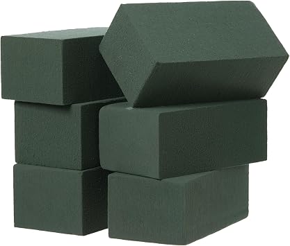 Crafare 6x3x2.5 Inch Wet Floral Foam Blocks Rectangle Small Size Foam Bricks for Fresh Artificial Flower Arrangements Wedding Centerpiece Party Home Decoration Pack of 6 Green