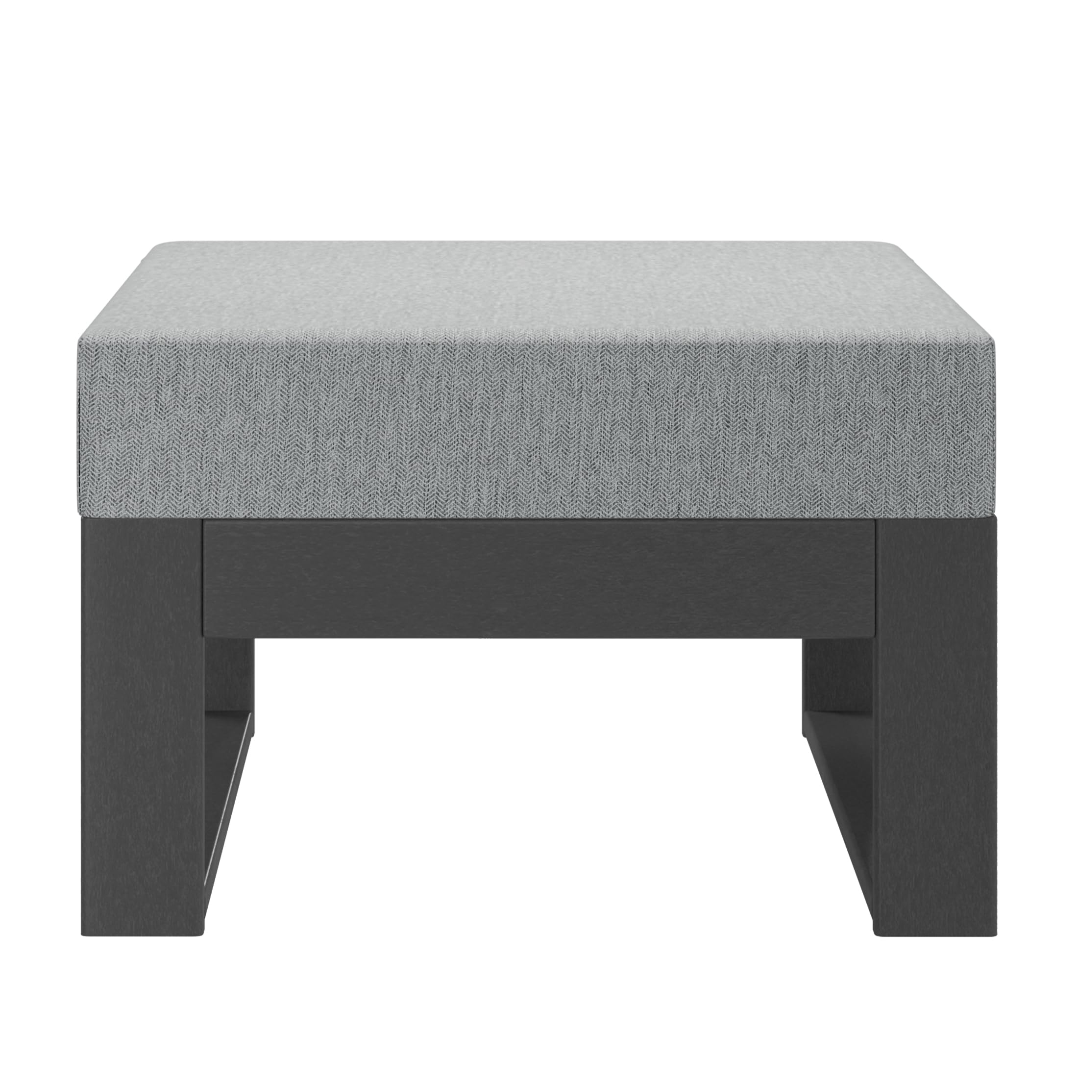 WestinTrends Montara Outdoor HDPE Patio Ottoman with Waterproof Olefin Cushions, Light Gray