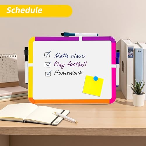 Vista 29 de VUSIGN Pizarra blanca pequeña de borrado en seco, pizarra blanca de 8.5 x 11 pulgadas para niños, estudiantes, nevera, casillero, mini pizarra