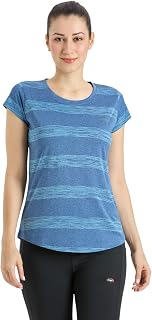 berge' Women's activewear stripe t-shirt| Instadry® | Polyester | Quick Drying | Breathable Fabric |Gym Tees | Workout Top... Price In India