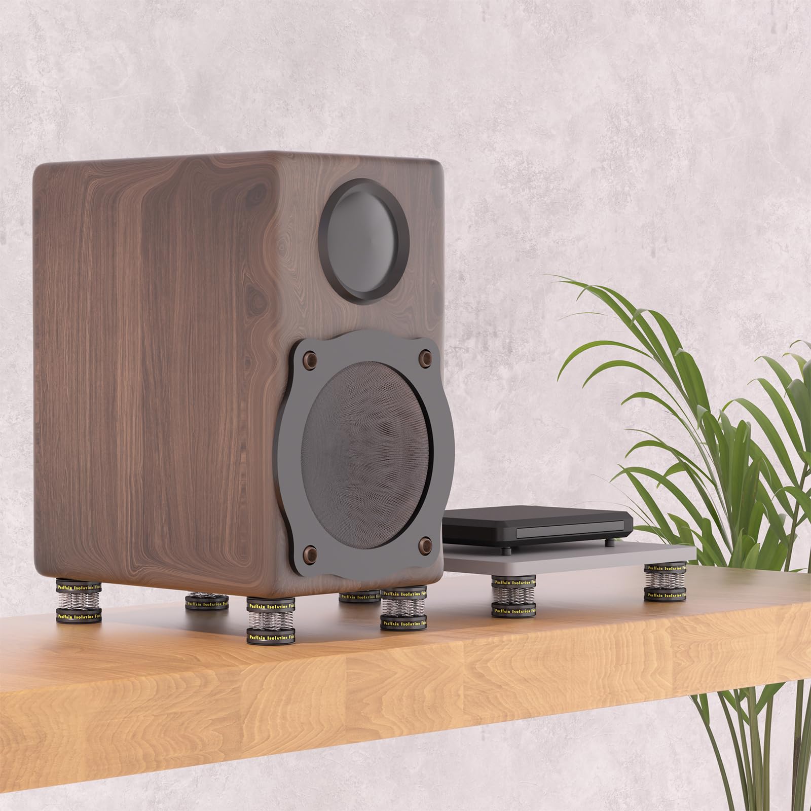 Soporte para altavoces HiFi con almohadillas de aislamiento para altavoces, pies de alta fidelidad, pies de dispositivo, amortiguador, posavasos con goma antideslizante para amplificador, subwoofer y