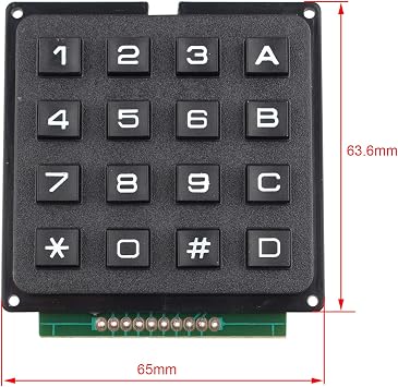 4 x 4 Matrix Array 16 Switch Keypad Keyboard Module 16 Key MCU Membrane Switch Keypad Compatible with Arduino Including Ebook