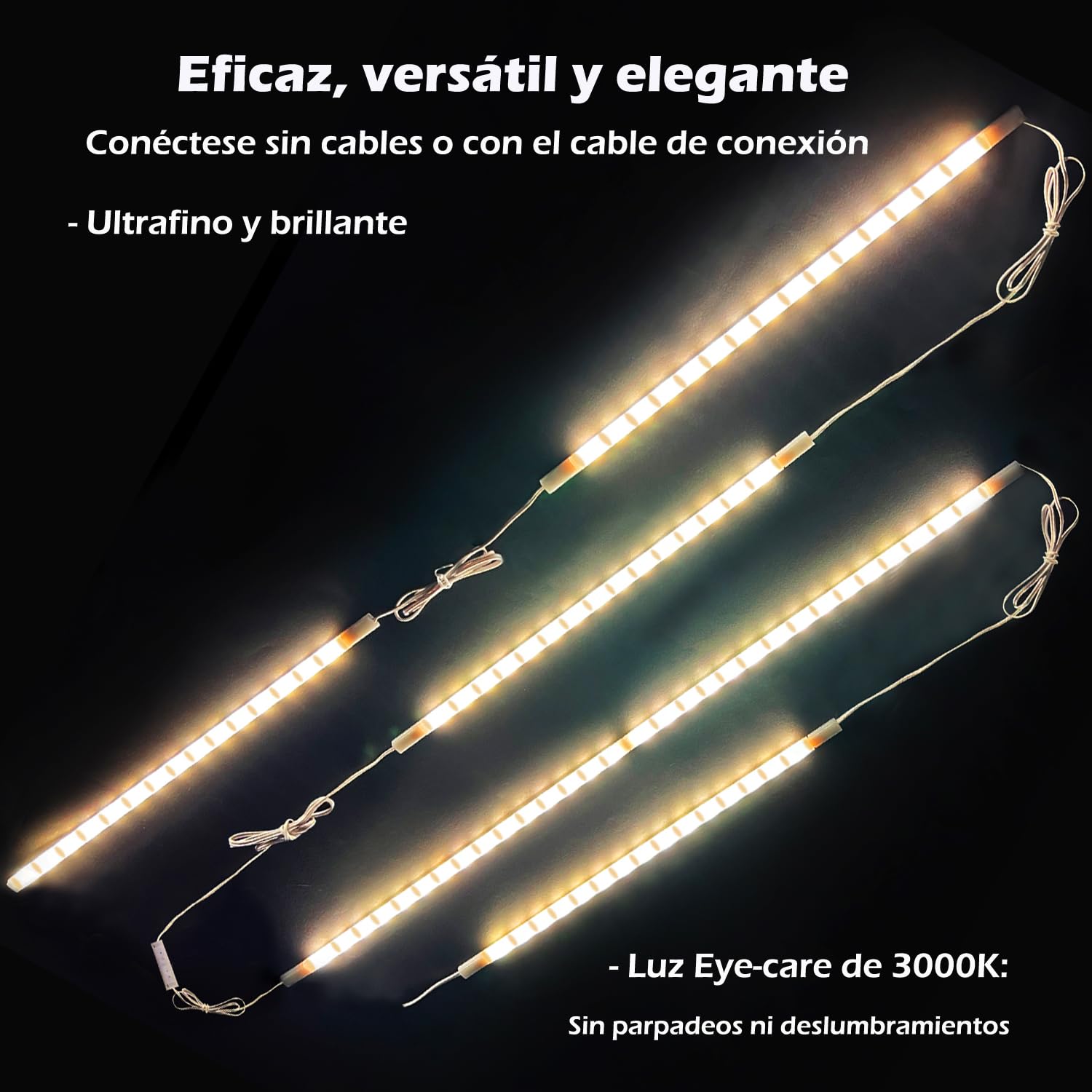 Cefrank Iluminación LED Bajo Gabinete 6 Unidades 30cm Barras de Luz Interconectables para Gabinete, Cocina, Estante, Banca de Trabajo, Armario, 1200 Lúmenes, Blanco Cálido 3000K