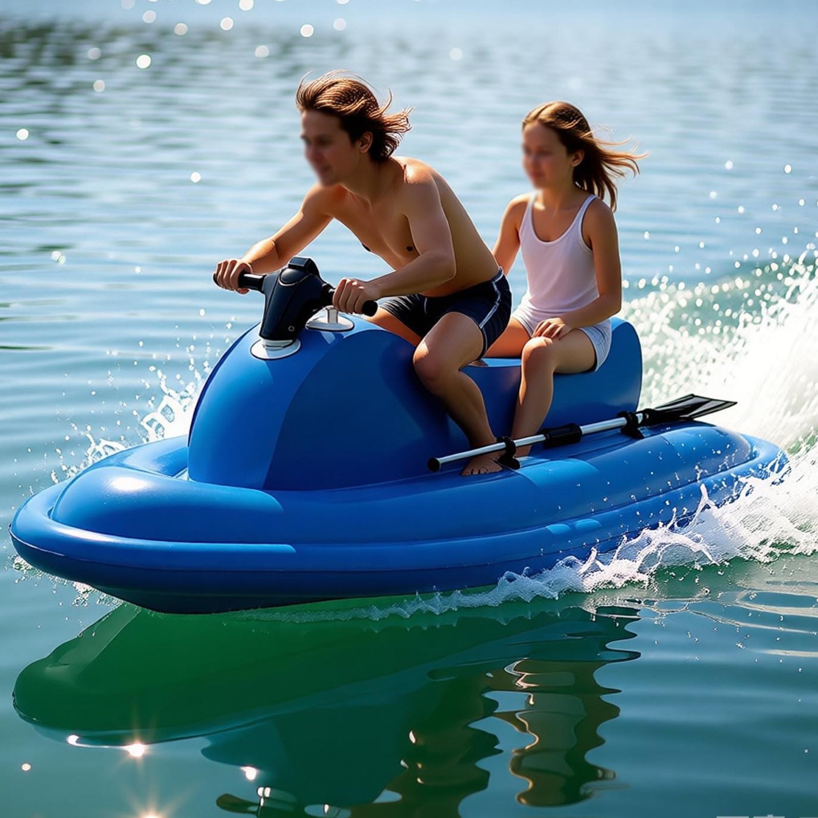 LwiftGal Wave Surf Boat Jet Ski, Inflatable Jet Boat, Diving Underwater Scooter(Optional), 500W Brushless Motor, 7 km/H for Adults and Kids Sea Diving Swimming Equipment Blue-Nothrusters