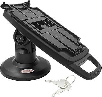 ENS Tailwind Ingenico IPP310/315/320/350 3" Latch and Key Lock Compact Pole Mount Terminal Stand, Adhesive Installation, Black