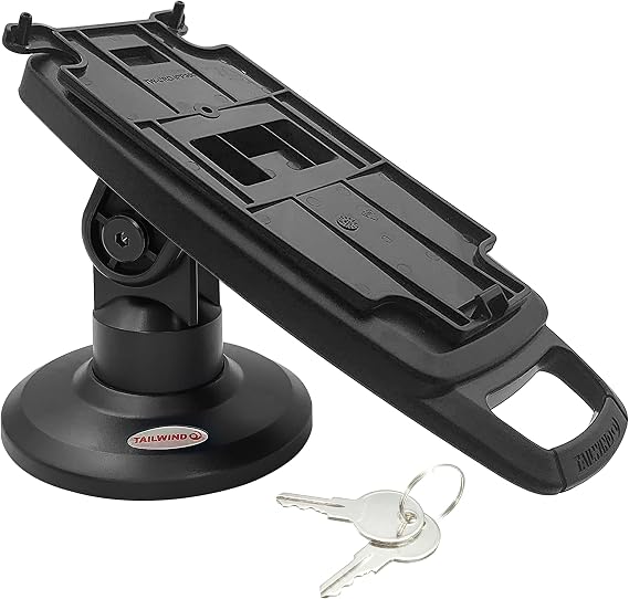 ENS Tailwind Ingenico IPP310/315/320/350 3 Latch and Key Lock Compact Pole Mount Terminal Stand, Adhesive Installation, Black