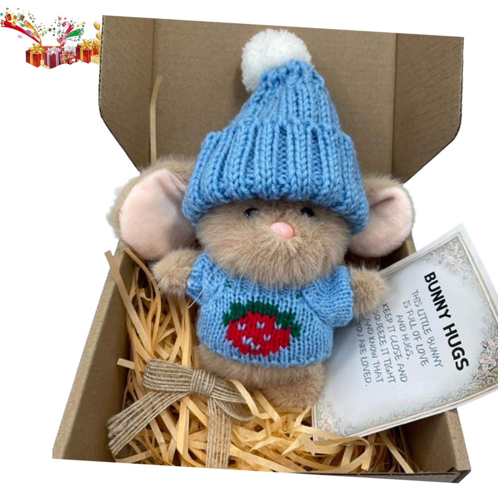 fanyil™ bunnypal,fanyil bunnypal,bunnypal,fanyil Bunny pal,Mini Bunny Hug Cute Easter Gift,Mini Bunny Hug Cadeaux de pâques Mignons,Easter Plush Bunny with Knitted Hat & Gift Box