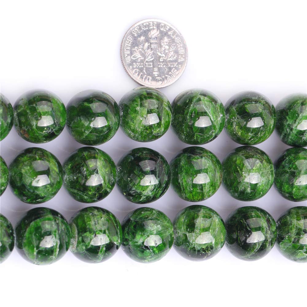 GEM-Inside Perlen, Diopside, rund, Grün, 14 mm, für Schmuckherstellung, 38,1 cm