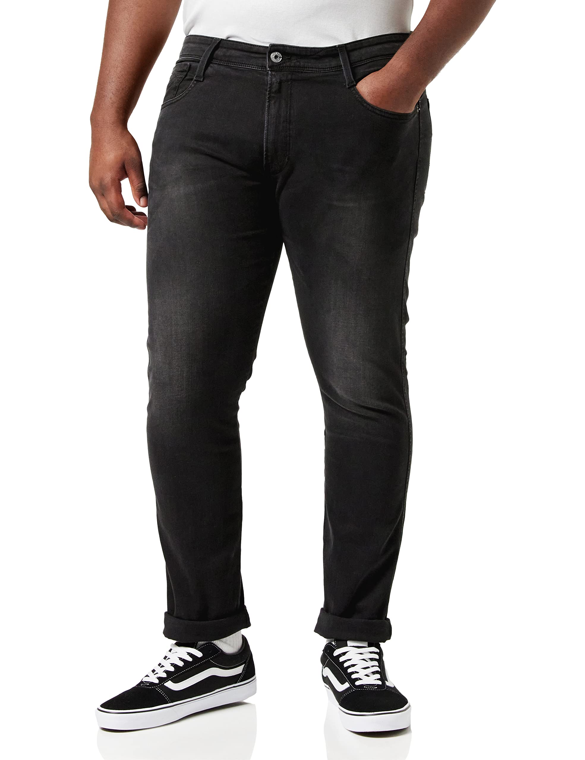 Replay men's Anbass slim fit jeans with power stretch, gray (Dark Gray 097), W31 x L34