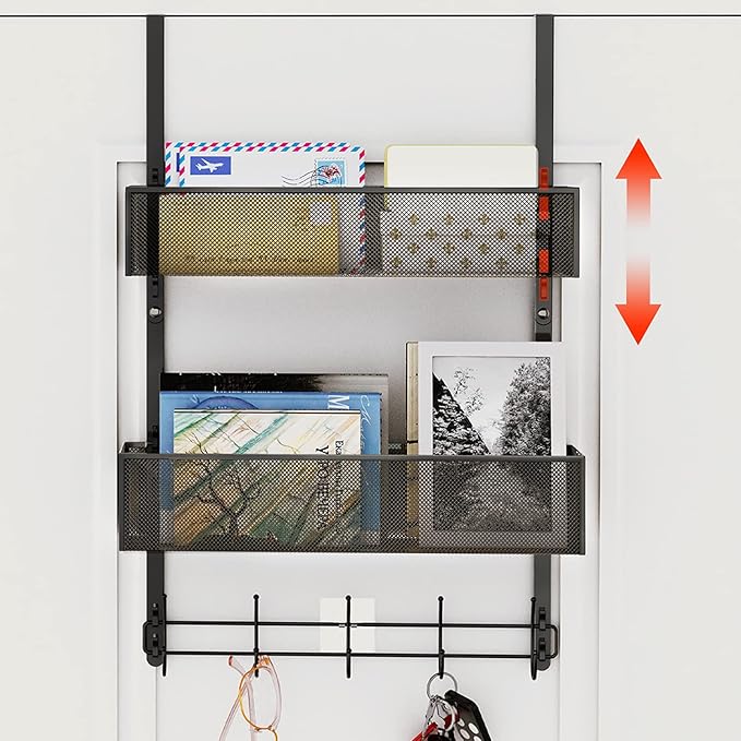 meluke Over The Door Hooks Organizer, 2 Adjustable Heights