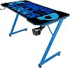 Subsonic - Ergonomic Carbon-Finish Gaming Desk with XXL Brawl Stars Mouse Pad for Gaming PCs - Officially licensed - Black Ttop and Blue Base