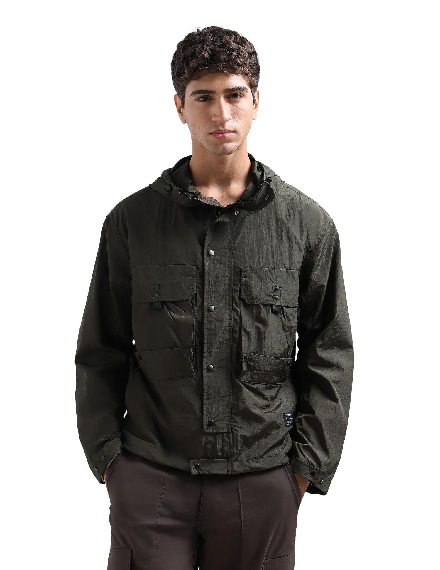 Solid Relaxed Fit Hooded Jacket-image-38