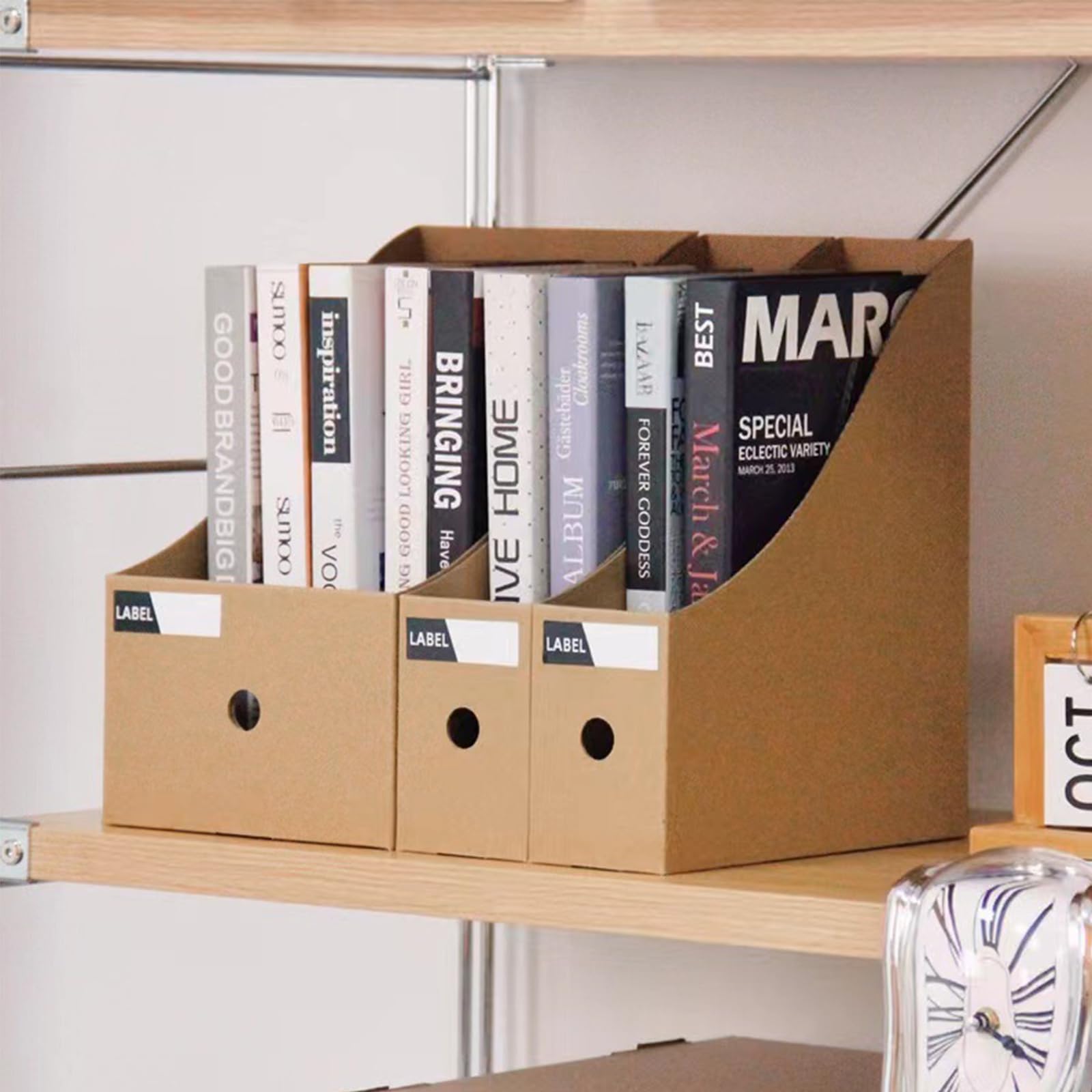 6 Pezzi Portariviste Ufficio，Portariviste per Documenti per Organizzatore per Dormitorio Scolastico Ufficio Archiviazione di File Domestici (Cachi)