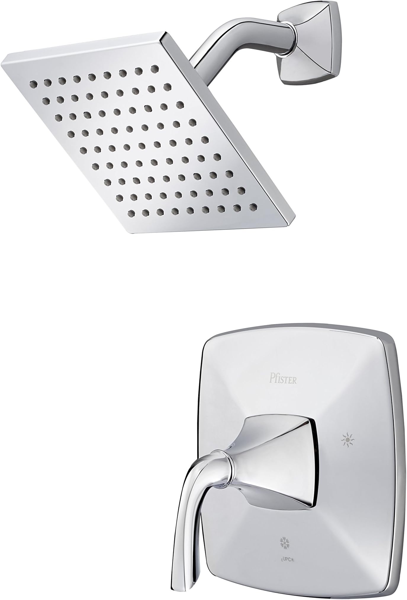 PFISTER Saxton Duschverkleidung – Poliertes Chrom, 3 Funktionen, Wassersparend, ADA-konform