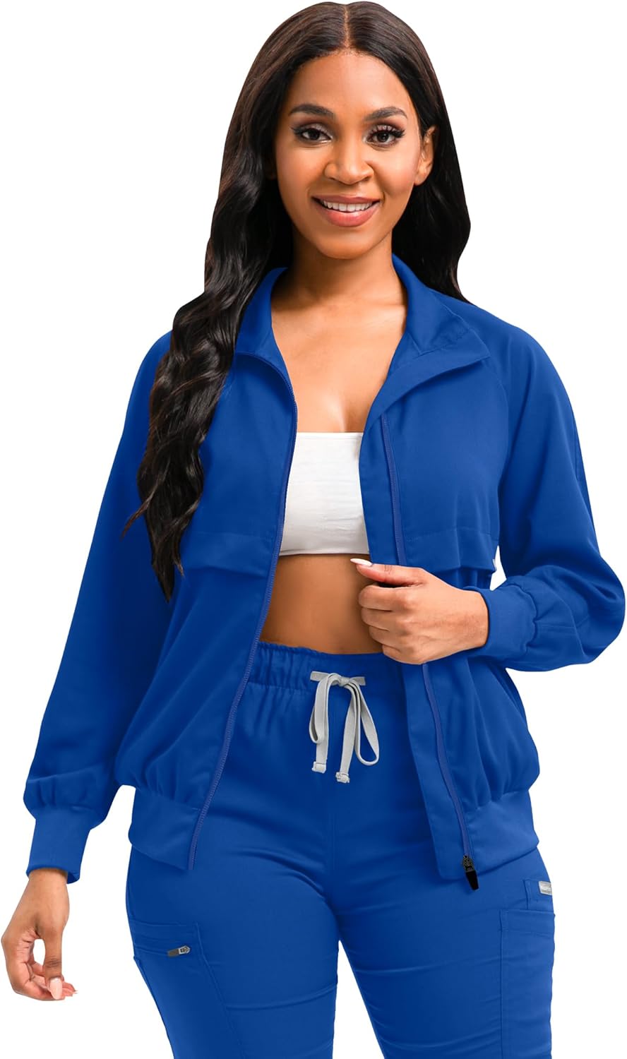 Scrub Jackets long Sleeve Medical Scrub Jackets for Women Zip Front