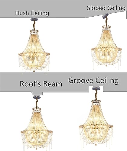 Miniatura 6 de ykolupty Lámpara de araña de cristal imperio de 40 pulgadas con acabado cromado para comedor, sala de estar, vestíbulo, pasillo, dormitorio,