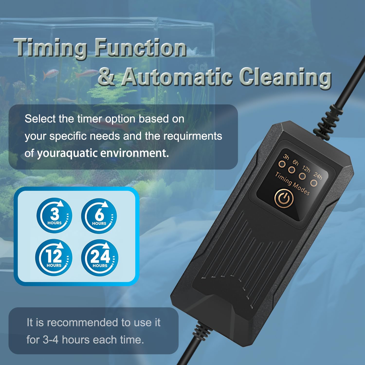 Minuteur UV 5 W pour aquarium Lumière propre Élimination des algues Lumière LED verte propre étanche pour bassin