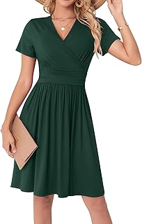 Damen Sommerkleid Sexy V-Ausschnitt Figur betonend Leicht & Casual Midi Dress mit 2 Seitentaschen