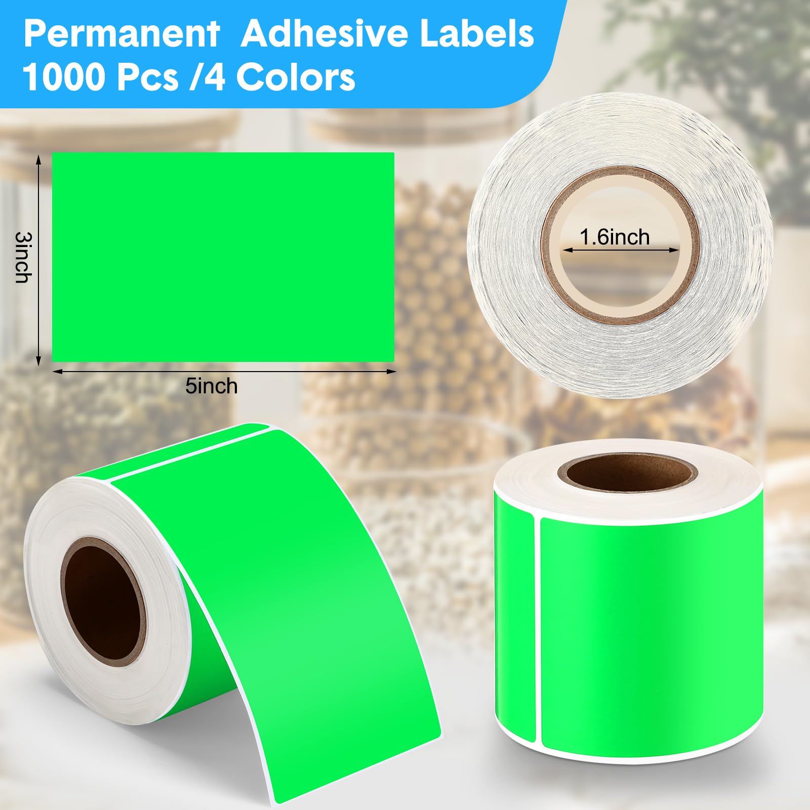 Marspark 1000-Pack Color Coding Labels - 3" X 5" Rectangle Fluorescent Stickers For Organizing, Inventory & Moving (Multicolor)