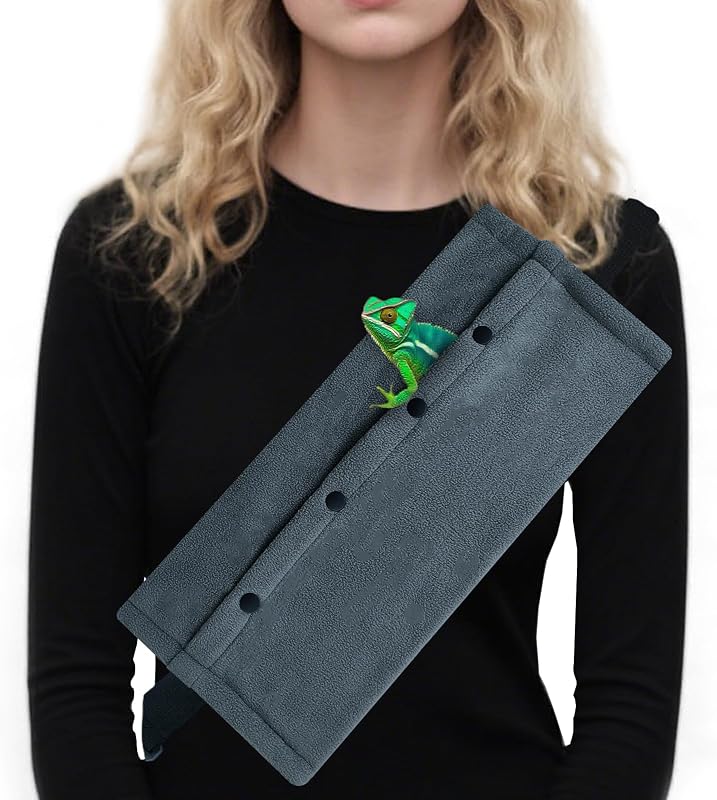 Peitoral tipo sling para répteis e pequenos animais DVDKOLA, flanela macia, cinza