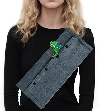 Adjustable Bearded Dragon Carriers Sling, Animal Sling Carrier Bag for Geckos, Crested Geckos, Lizards, Chameleons - Portable Reptile & Small Pet Outdoor Carrier Bag Gray