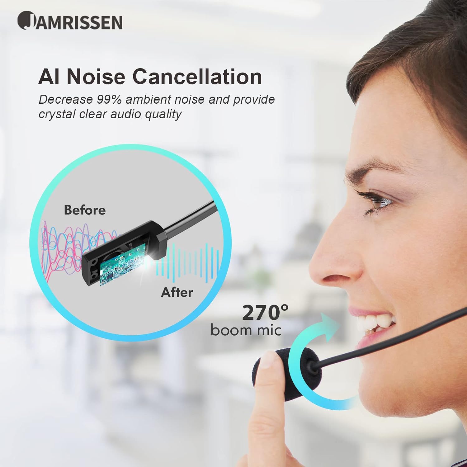 USB Headset With Microphone For PC, Computer Headset With Mic Noise Canceling & Volume Control, 3.5 mm Wired Headphones For MS Teams/Skype/Zoom, Wide Compatible USB-c Adapter For Cell Phones Laptop