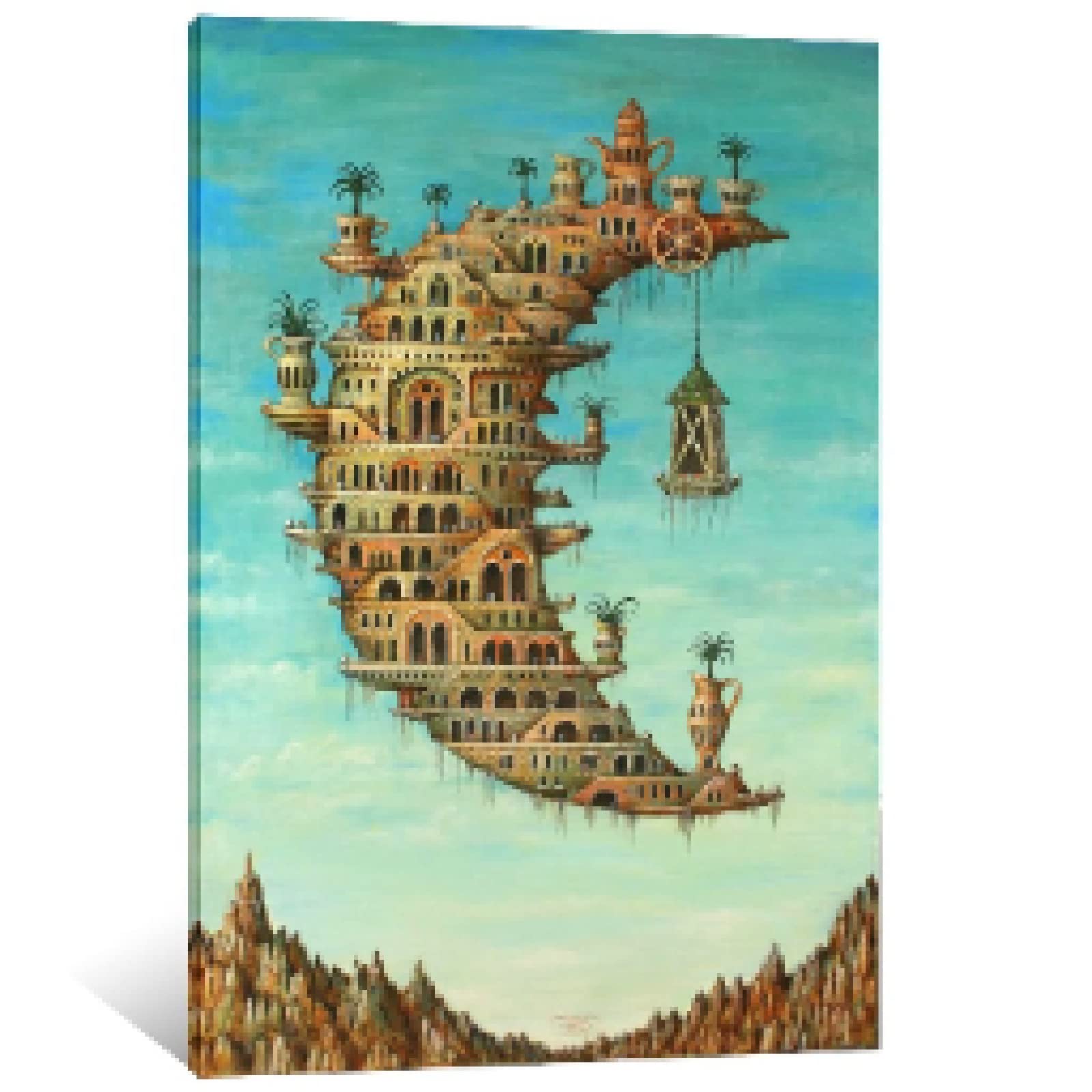 Gemmii Inner Frame Framed Canvas Prints, Salvador Dali Moon Canvas Art Poster And Wall Art Picture Print Modern Family Bedroom Decor Posters 42X60cm Framework