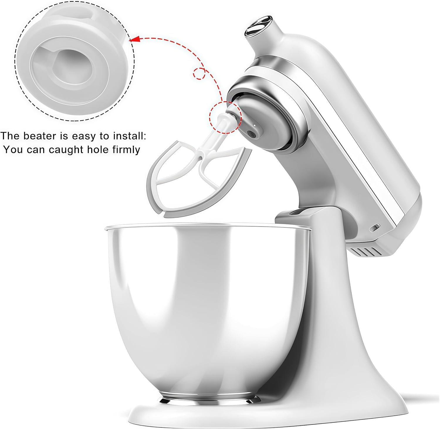5-Quart Flex Edge Beater for KitchenAid KA-5L Bowl-lift Stand Mixers, Plastic Flat Beater Paddle with Silicone Edges