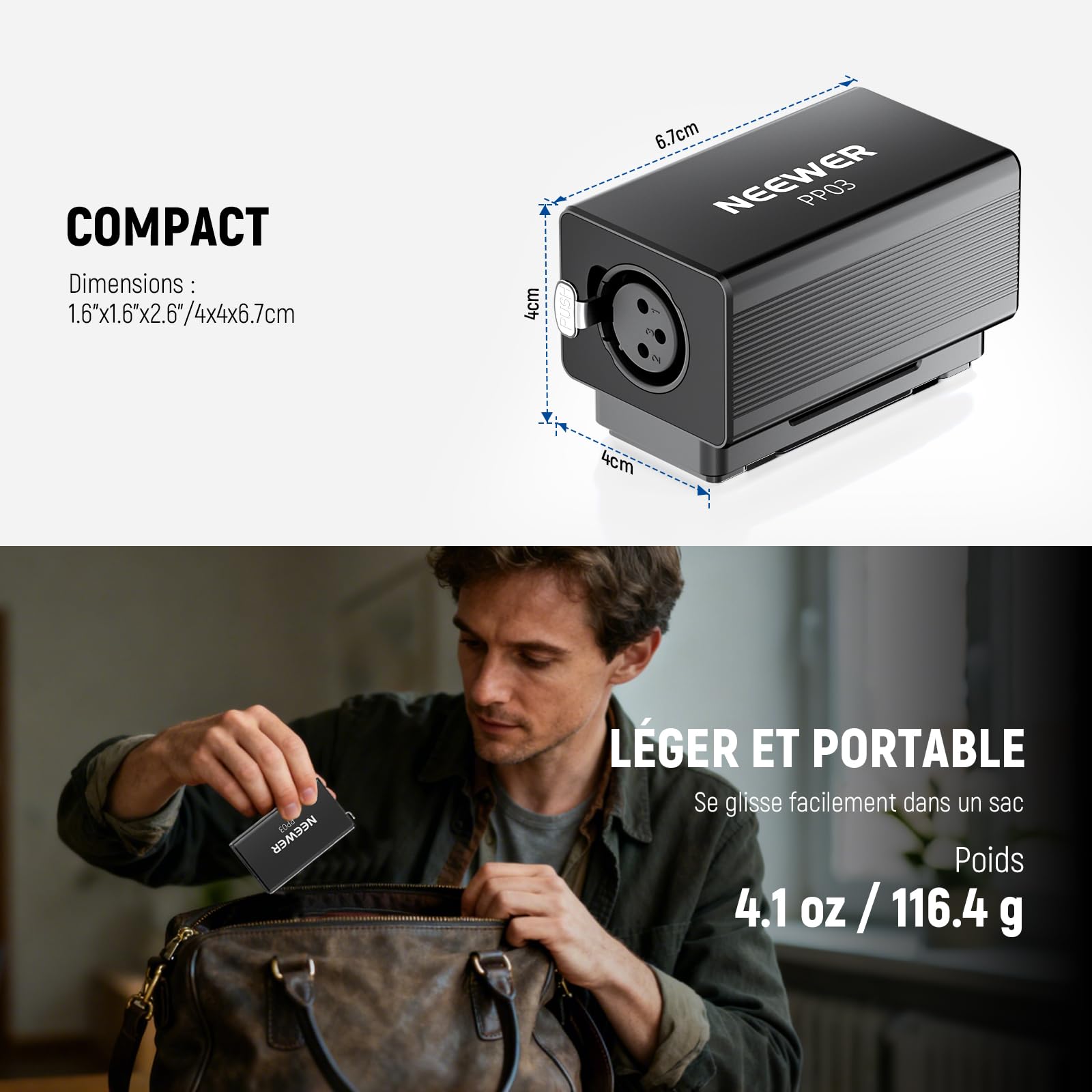 NEEWER Préampli de Microphone, activateur de Micro XLR avec Gain Ultra Propre de 25 DB pour micros dynamiques et Rubans compatibles avec Shure SM7B SM57 SM58 pour Performance en Direct,PP03