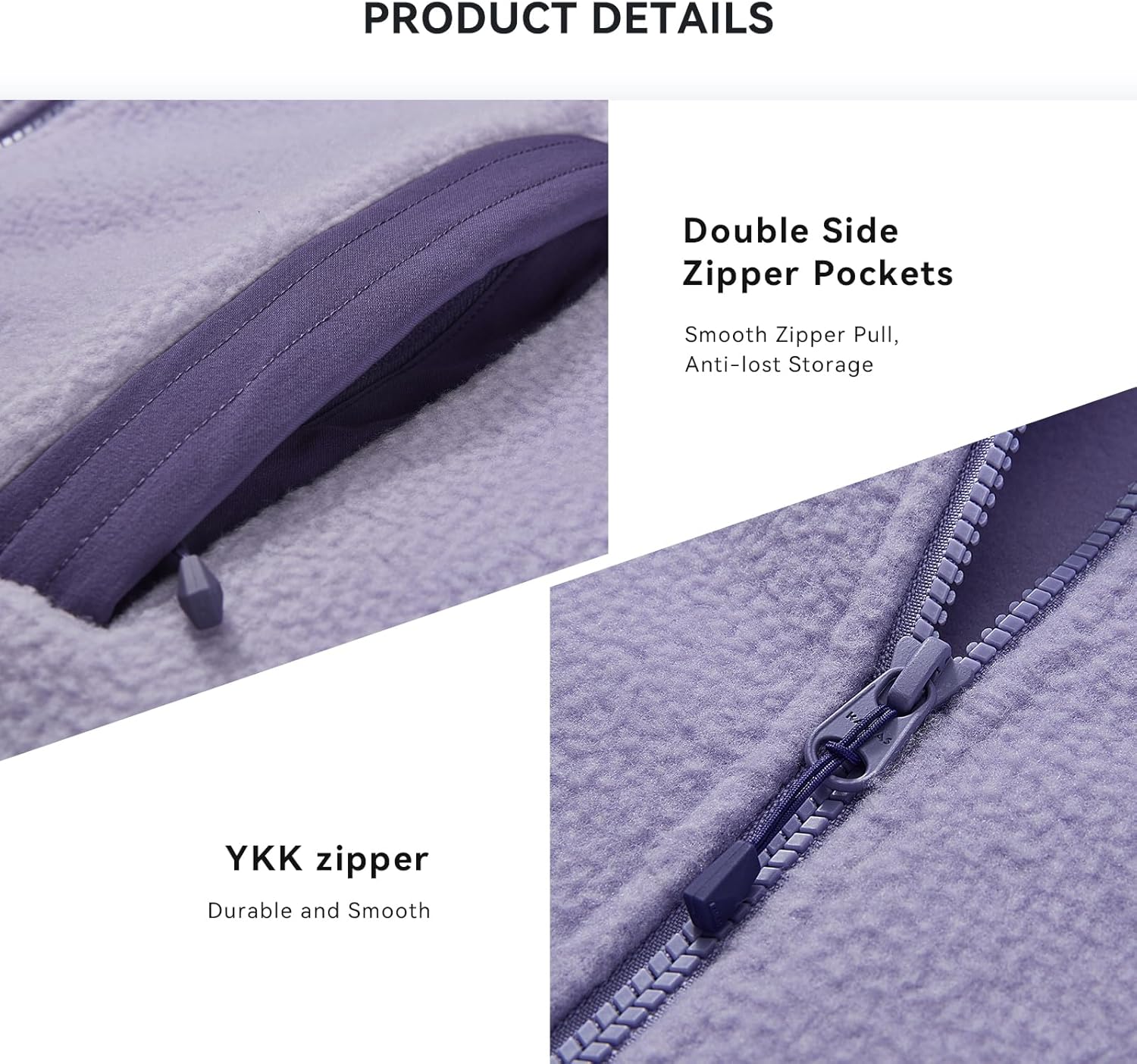 KAILAS Women's Fleece Jacket Full Zip Coat Winter Pullover Lightweight Soft Jacket Pockets Sweatshirt Fleece Outerwear - Image 7