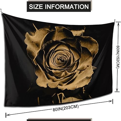 Miniatura 6 de Pznen Tapiz artístico de rosa dorada para colgar en la pared, fondo de pared estético floral de seda borrosa, telón de fondo decorativo de 60 x 80