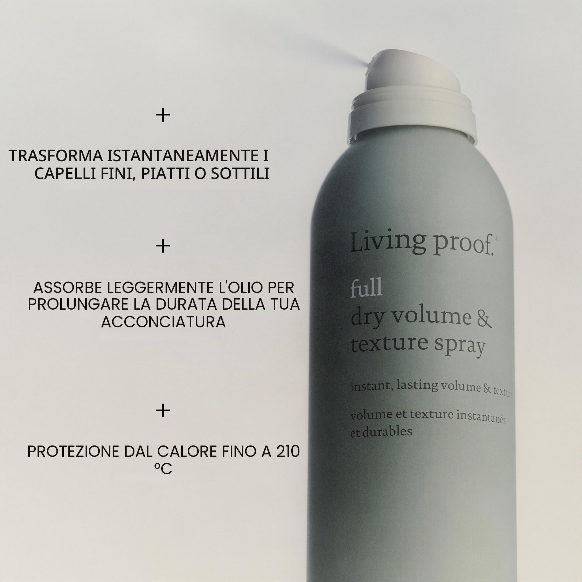 Living Proof Full Dry Volume & Texture Spray | Spray texturizzante per capelli fini e sottili per volume e pienezza | Protezione dal calore e look naturale | 238ml