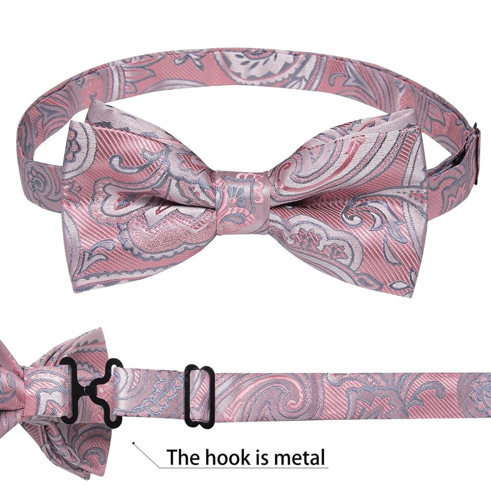 JFDBGU Pre-tied Bow Ties Paisley Knot Pocket Square Cufflinks Corsage Set for Wedding