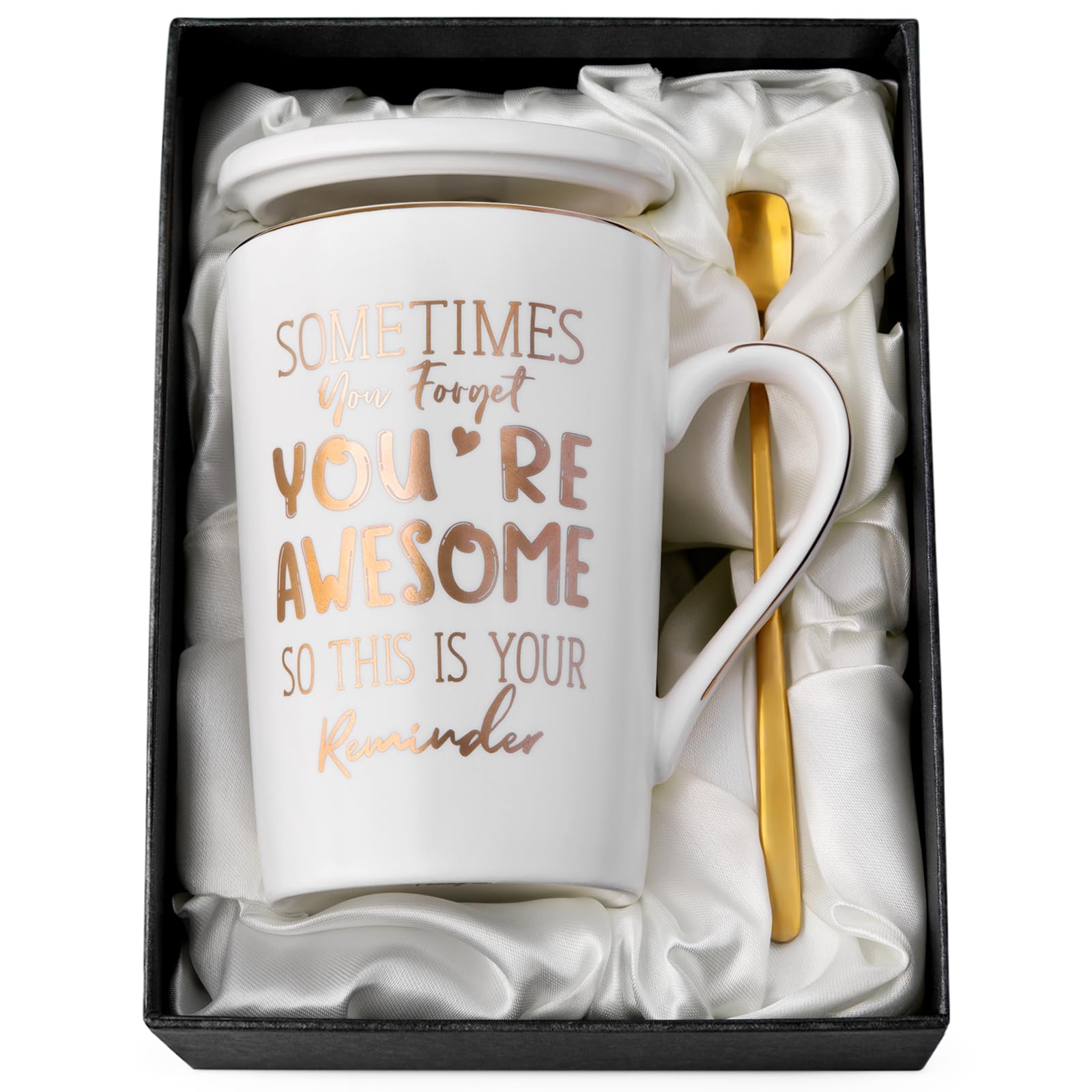 Doublewhale Birthday Gifts for Women, Gifts for Women, Thank You Gift, Inspirational Gifts for Women, Congratulations Gifts for Colleagues, Men, Friends, Teachers, 14OZ White Ceramic Coffee Mug