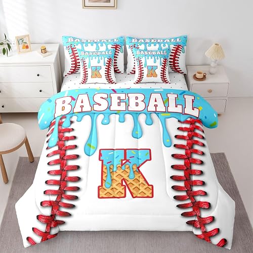 jejeloiu Custom Baseball K Gift Comforter Set Twin Size Girls Bed in a Bag