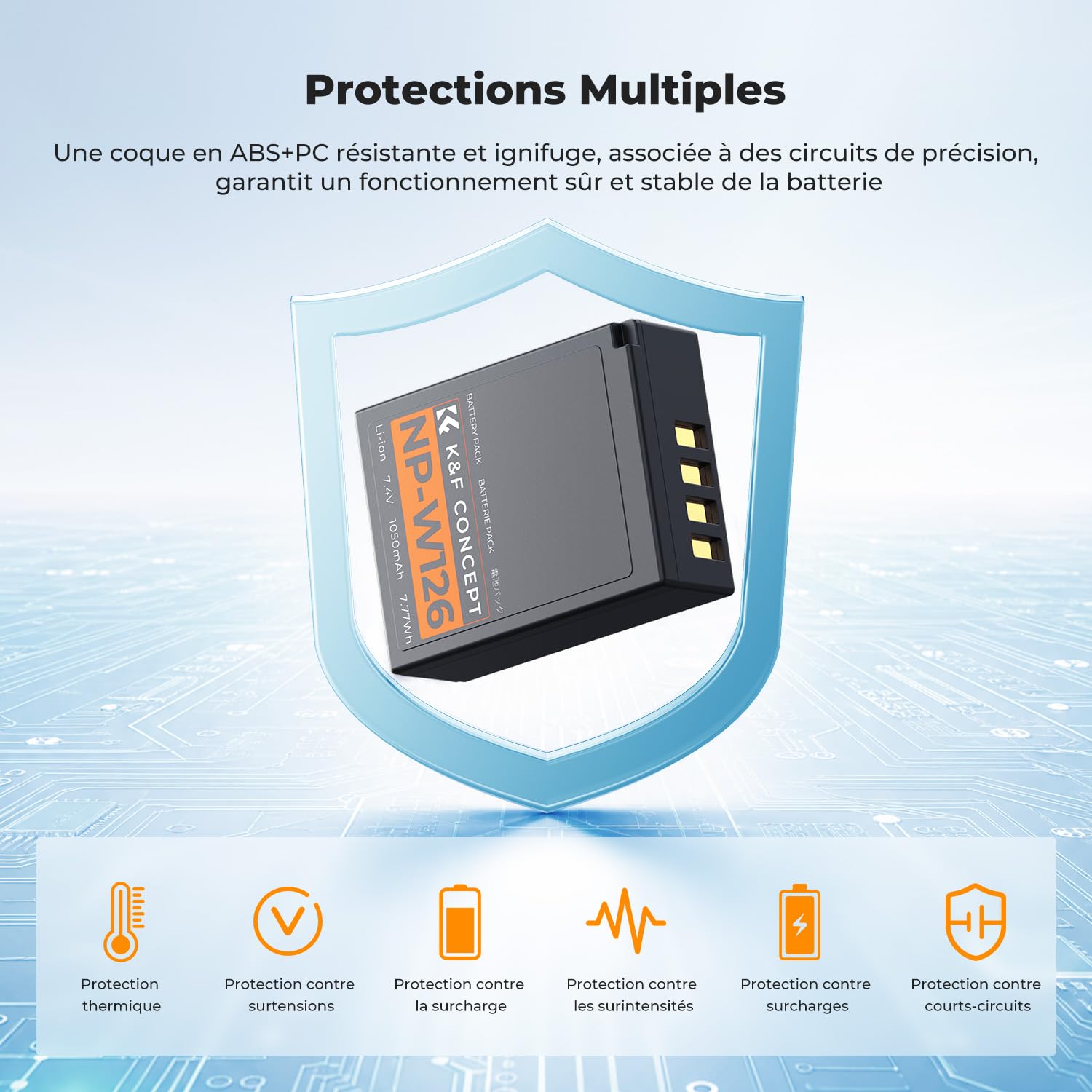 K&F CONCEPT 2 NP-W126S Batteries à Charge Directe avec Indicateur de Charge