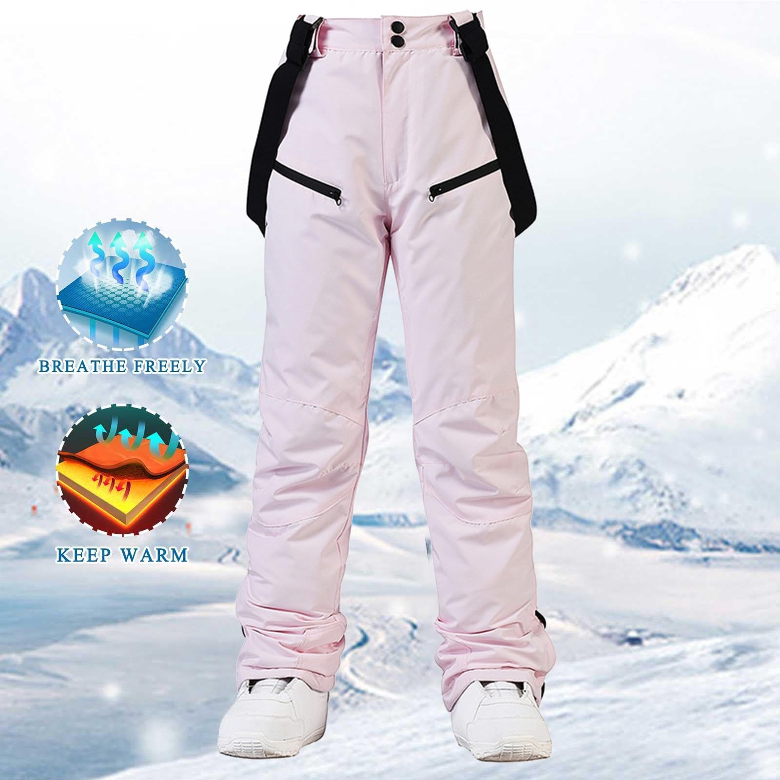 Générique Legging De Grossesse isolée pour Femme, Pantalon à Bretelles Couleur Unie Abdominale (Pink, XXXL)