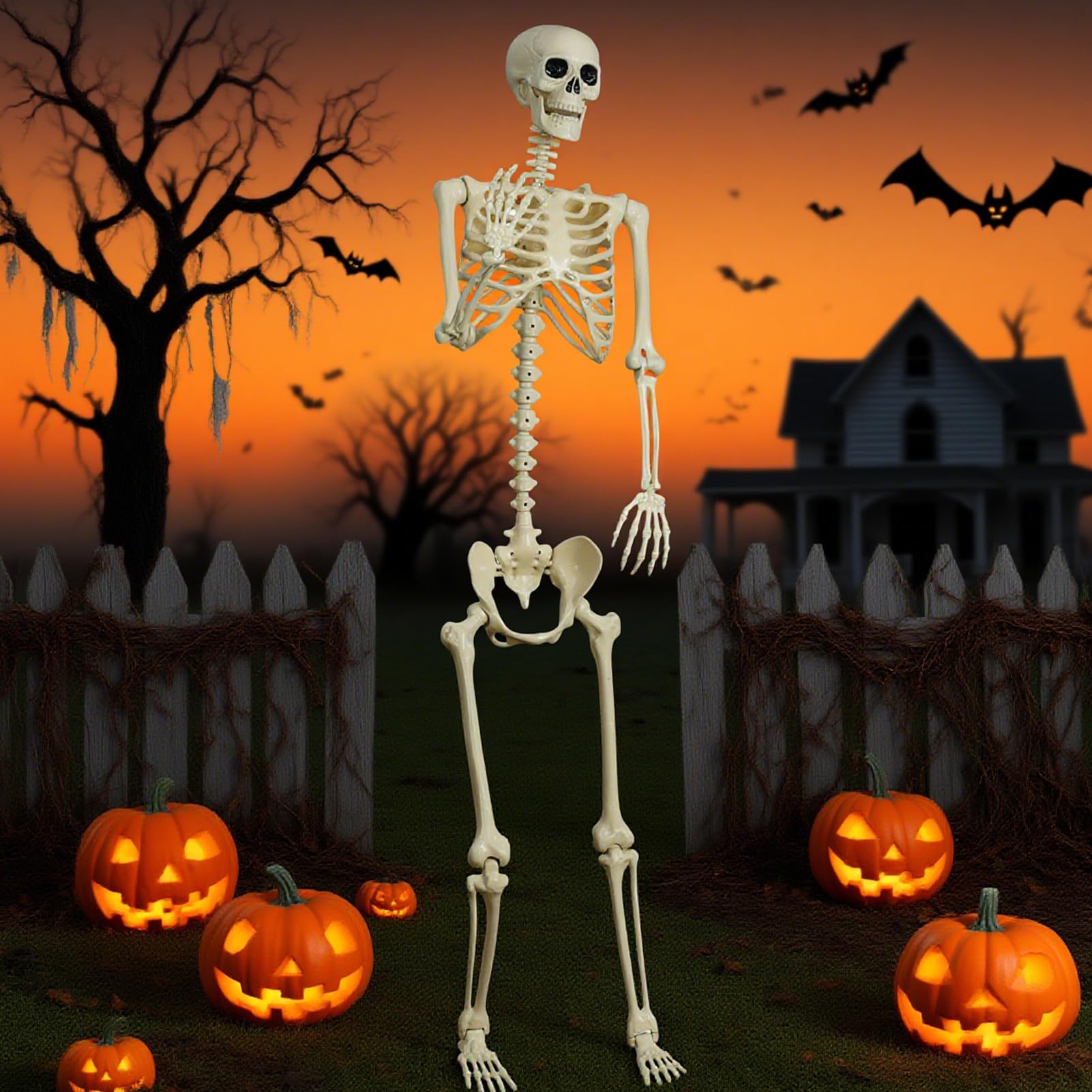 Genérico Esqueleto De Halloween Modelo Ataúd Vertical con Baño Novedoso