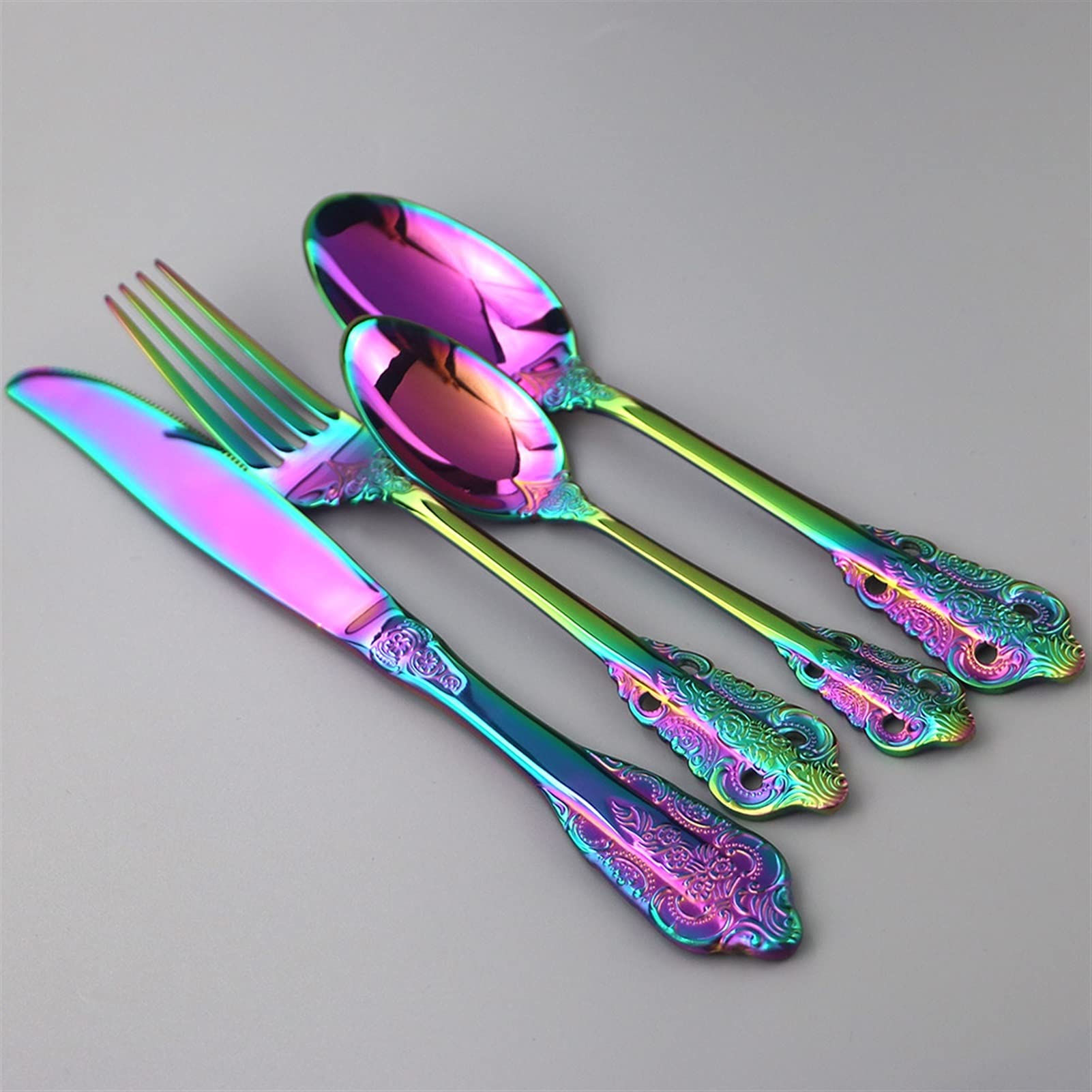24pcs Silver Sellware Sets 18/10 Acero inoxidable Cubiertos occidentales Cuchillo Cuchillo Tenedor Cuchara Sildeware Vajilla Vajilla (Color : Rose)