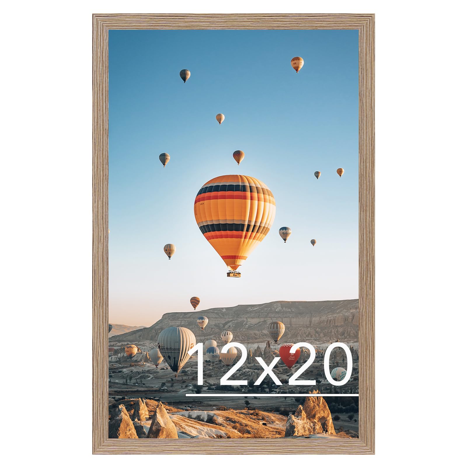 JCJMY 12x20 Picture Frame for Poster Photo Picture, Horizontal and Vertical Formats for Wall Hanging, 12 x 20 Wall Gallery Poster Photo Frame for 12 by 20 Photos Posters, Rustic Brown