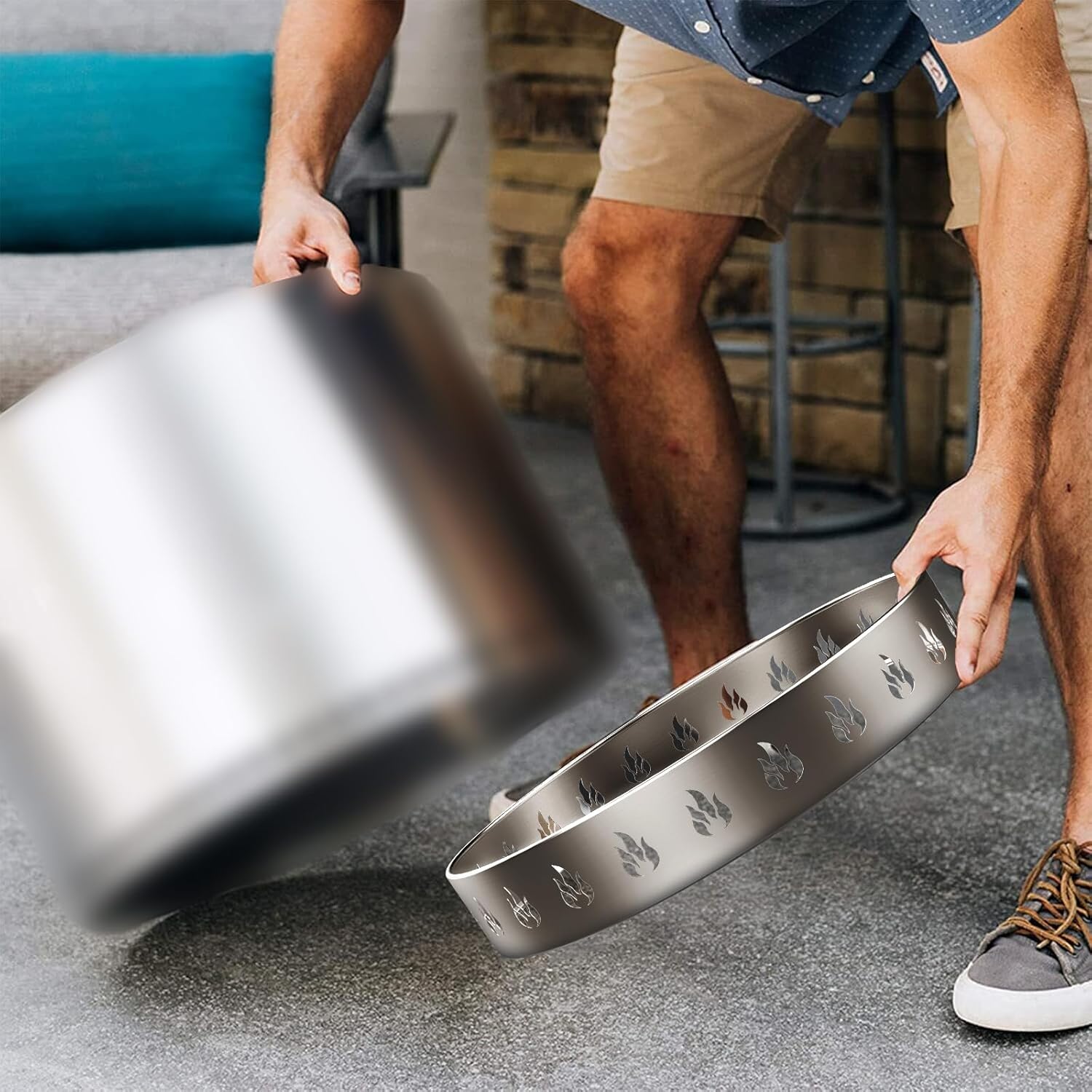 Stainless Steel Fire Pit Stand with Flame Cutouts
